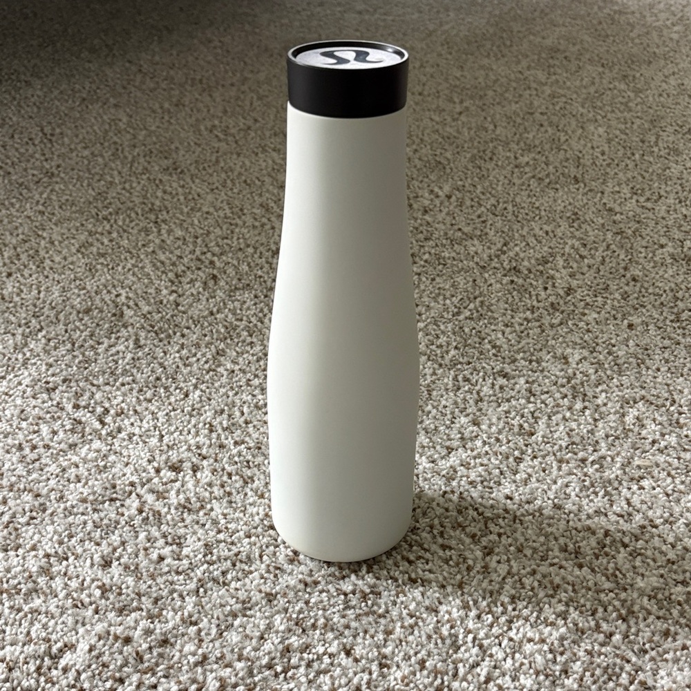 lululemon athletica White Cream Insulated Water Bottle with Black Lid